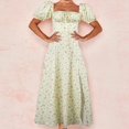 thumbnail image 1 of Nuevo vestido transfronterizo con estampado Floral para mujer, estilo francés, sin espalda, ajustado, con cuello Halter, largo hasta la rodilla, manga corta, cintura imperio, 1 of 5