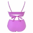 thumbnail image 3 of Women's Sexy Bikini Swimsuits, Women's High Waisted Bandage Bikini Set Wrap 2 Piece Push Up Swimsuits, Front Corss and Back Tie Knot (Purple,Small), 3 of 9