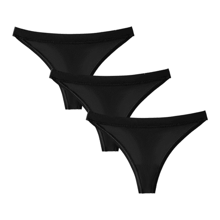 Fulorrnie Underwear for Women Plus Size Thong Seamless Comfort Panties G String Banded Waist Elastic Panty Black S