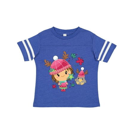 

Inktastic Cute Winter Christmas Girl and Crow in Hats Gift Toddler Boy or Toddler Girl T-Shirt