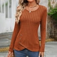 thumbnail image 5 of mihongmao Fashion Deals Clearance Fall Clothes for Women Fashion Clearance Women's Solid Color Knitted Round Neck Pullover Long Sleeved Top,Deals Brown L, 5 of 7