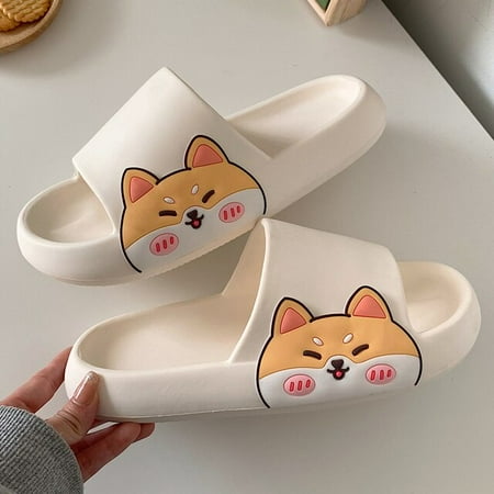 

CoCopeanut Anime Cartoon Cute Shiba Inu Pattern Women s Slippers Thick Sole Non-Slip Comfort Sandals Indoor Bathroom Couple Slippers 2022
