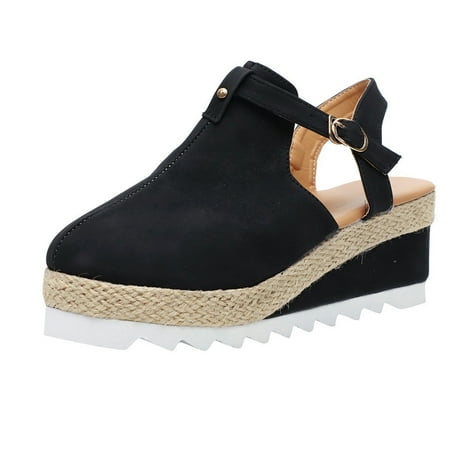 

Womens Classic Tassel Round Toe Flat Pumps Thick Bottom Buckle Casual Beach Shoe