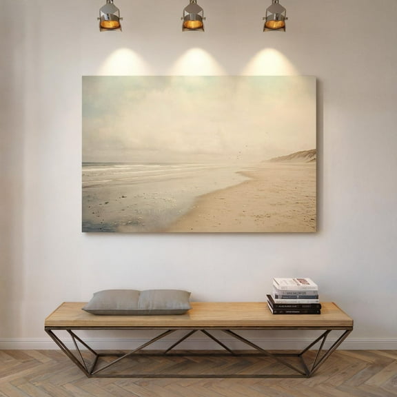 Velto Minimalist Coastal Canvas, Tranquil Beach Scene, Soft Neutral Seascape Art, Serene Ocean Shoreline, Modern Coastal Wall Decor Canvas, 8x10 UNFRAMED
