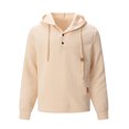 thumbnail image 5 of XuJwPNcy Men's Causal Pullover Hoodie Lightweight Solid Color Hooded Sweatshirt Tops Long Sleeve Knit Henley Shirt（Apricot,X-Large), 5 of 5