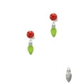 thumbnail image 2 of Delight Jewelry Silvertone Christmas Lights - Lime Green Resin Red Crystal Clip on Earrings, 2 of 5