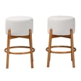 thumbnail image 2 of Pemberly Row Light Gray Fabric and Brown Wood 2-Piece Bar Stool Set, 2 of 7