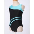 thumbnail image 3 of YUUMIN Kids Girls 2 Piece Gymnastics Outfits Sleeveless Ballet Dance Leotard with Shorts Set Blue Green&Black 8, 3 of 7