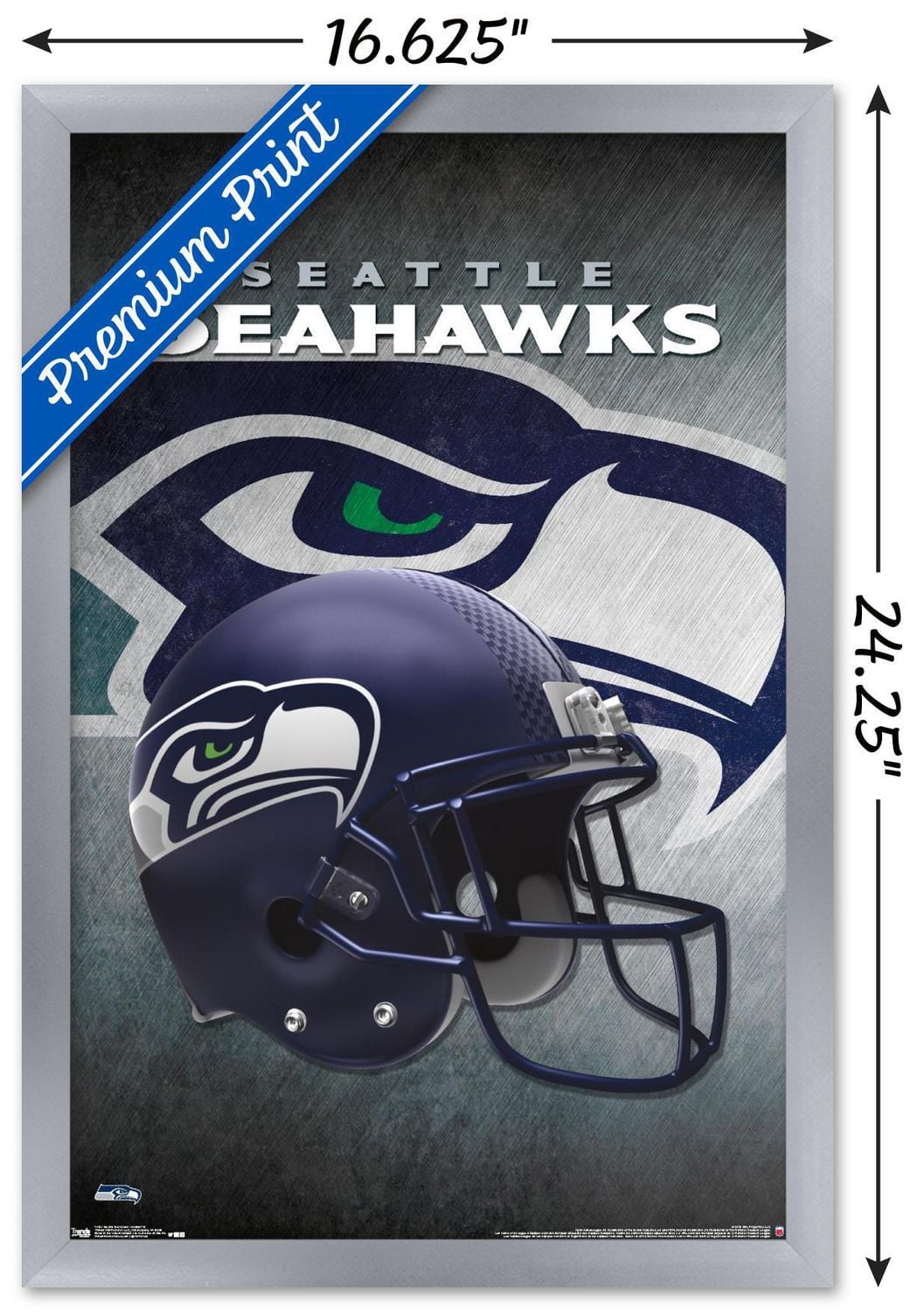 NFL Seattle Seahawks - Helmet 16 Wall Poster, 14.725" x 22.375" Framed