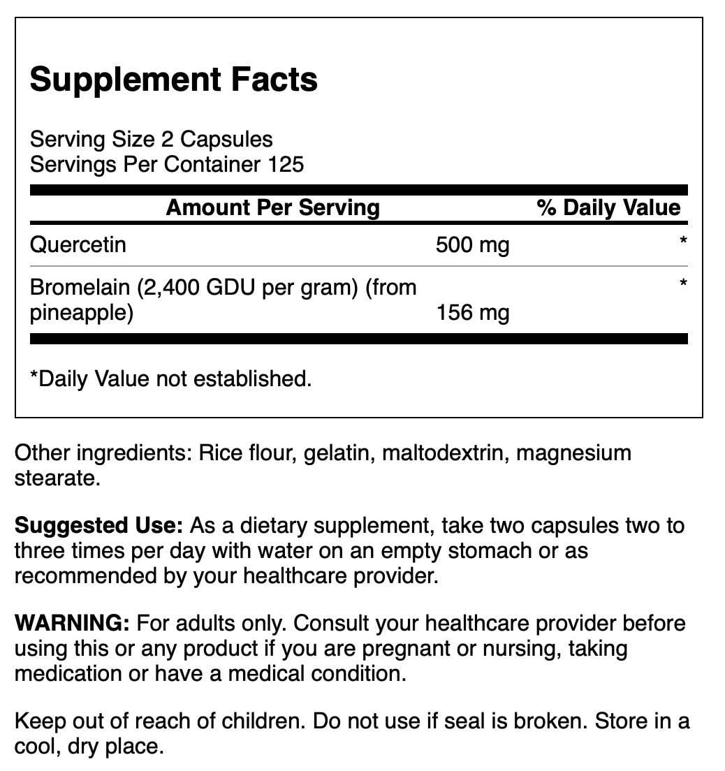 Swanson Quercetin & Bromelain - Advanced Formula 250 Vegan Caps 2 Pack