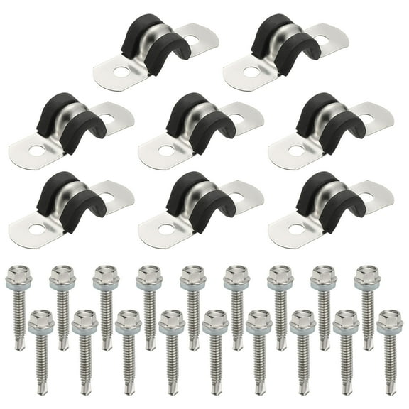 Uxcell 8Pcs Pipe Clamps, 1/4 Inch 304 Stainless Steel Rubber Cushioned U Bracket