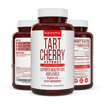 Tart Cherry Extract 1500mg Plus Celery Seed and Bilberry Extract -Anti Inflammatory, Antioxidant Supplement, Uric Acid Support, Muscle Recovery and Joint Pain -90 Veggie Capsules??