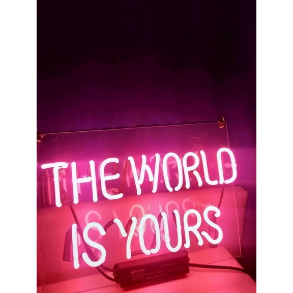 Queen Sense 14" The World Is Yours Neon Sign Acrylic Man Cave Handmade Neon Light 114TWIY