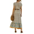 thumbnail image 2 of Frontwalk Ladies Sundress Short Sleeve Maxi Dresses Tunic Long Dress Boho Loose V Neck Beige S, 2 of 4
