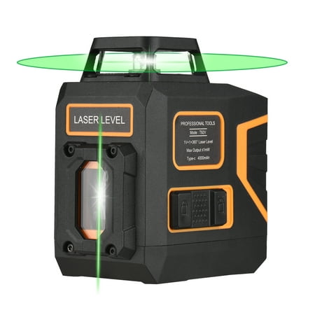 

Andoer Cross Line Level with Bracket 30M/ 98FT Self Leveling 360-degree Horizontal 120-degree Vertical Green Beam Rechargeable 5 Lines Marker 4 Levels Brightness 4 Working Modes