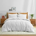 thumbnail image 2 of Peace Nest 3 Pieces Solid Quilted 100% Linen Duvet Cover Set with Corner Loops, White, Full/Queen, 2 of 7