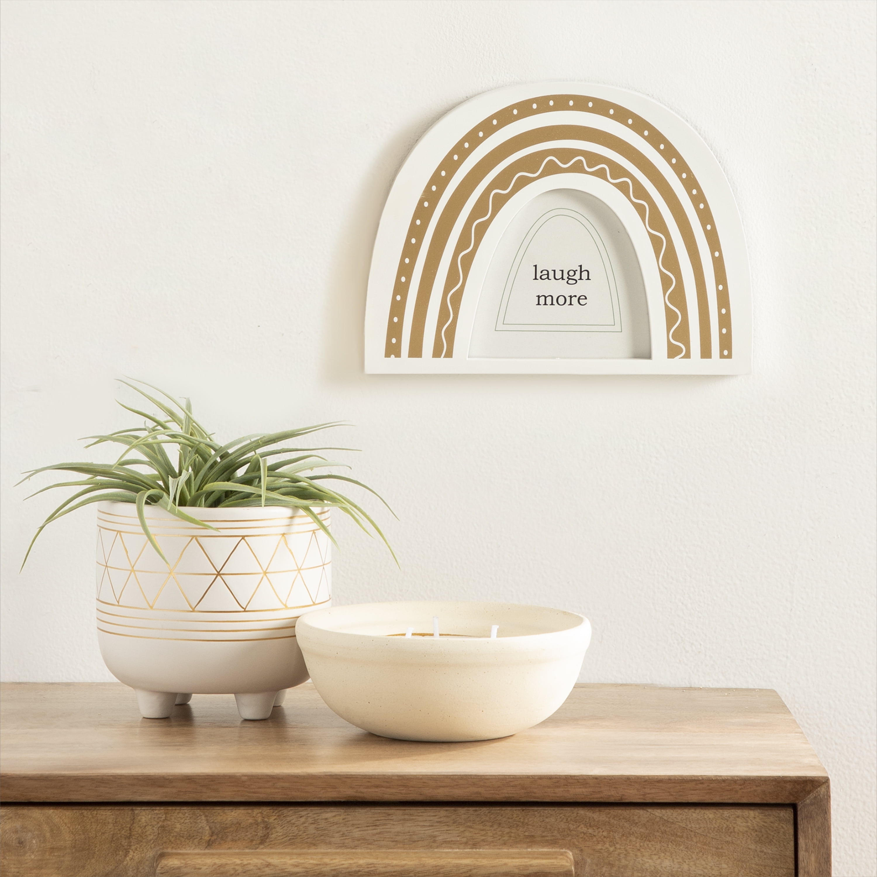 DesignOvation 4x4 Rainbow Arch White and Gold Decorative Tabletop Picture Frame