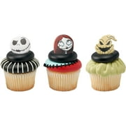 2pcs The Nightmare Before Christmas Rings, Halloween Cupcake Decorations Featuring Jack, Sally, And Oogie Boogy - 24 Pack