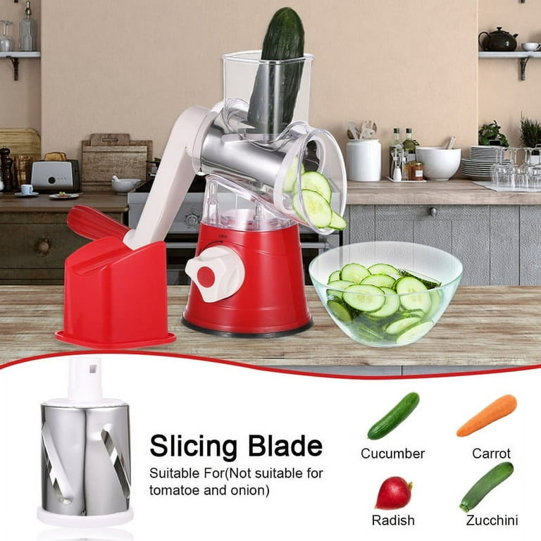 Sulythw Mandoline Slicer 3-in-1 Stainless Steel Rotary Cheese Grater for  Vegetable, Nuts, Carrots, Cucumbers 