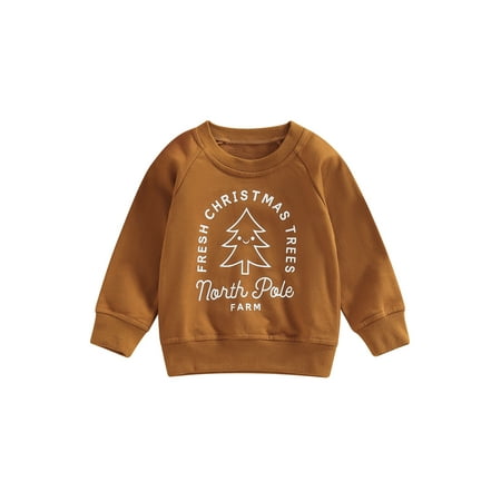 

Toddler Baby Boy Girl Christmas Xmas Tree Letters Print Sweatshirt Long Sleeve Crewneck Sweater Shirt Pullover Tops