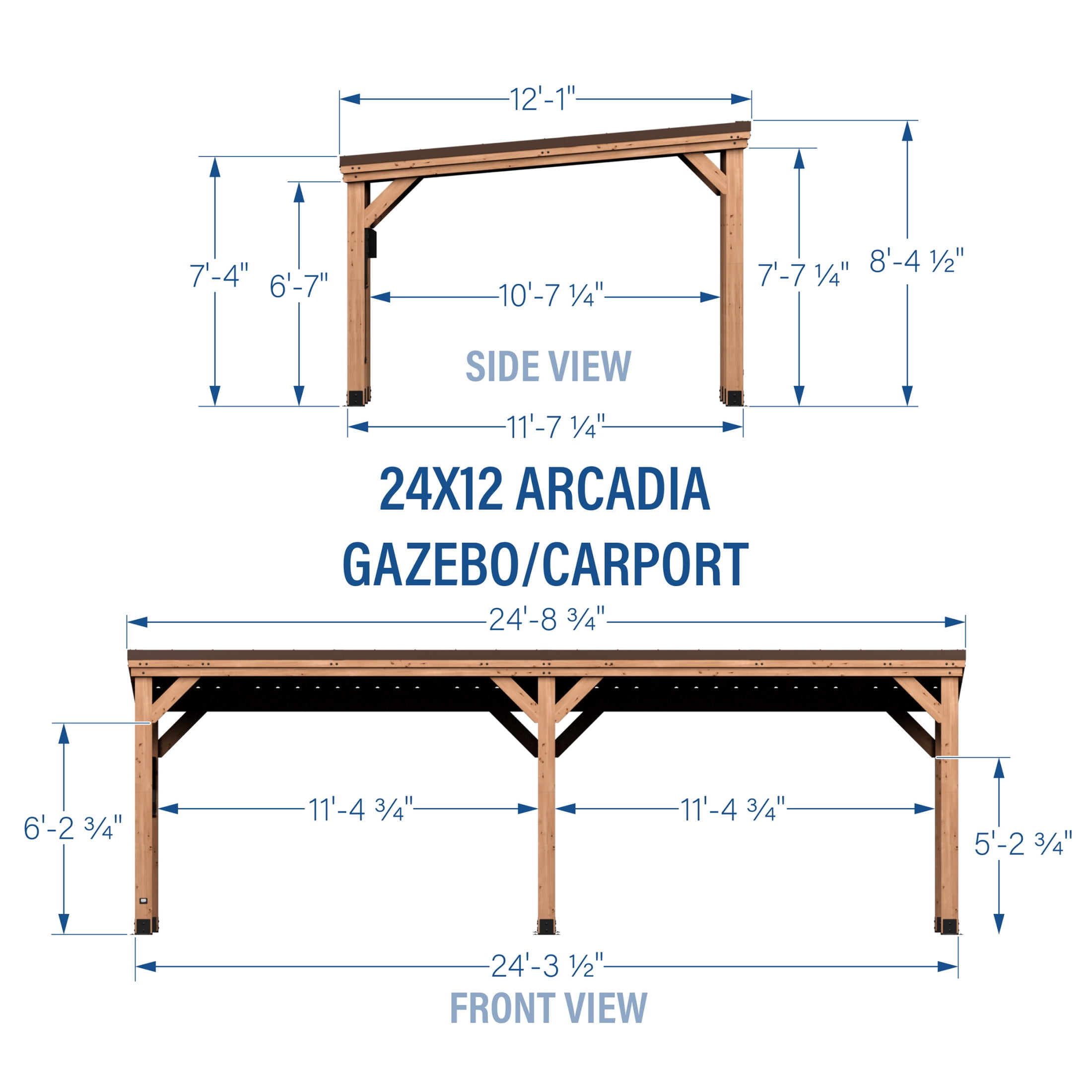 Backyard Discovery Arcadia 24'x12' Cedar Wood Gazebo, Galvanized Steel Roof, PowerPort