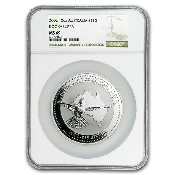2002 Australia 10 oz Silver Kookaburra BU MS-69 NGC