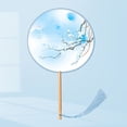 thumbnail image 6 of Tizuqe Chinese Fan with Pendant Handhelds Inks Painting Fan Tassels Round Silk Fan, 6 of 20