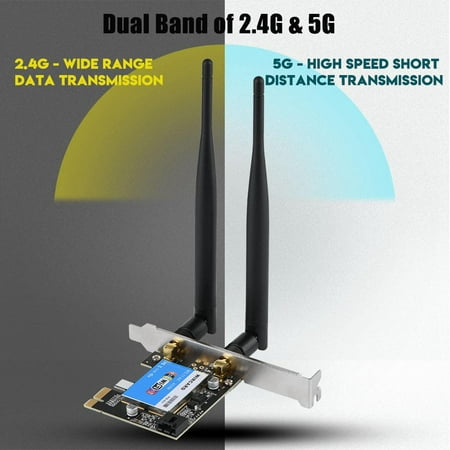 Yosoo PCIE Network Card 433Mbps Dual Band 2.4G/5G + Bluetooth 4.0 Bluetooth Network Card for Desktop, PCI Express Wireless Card, Dual Band PCIE Wireless
