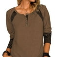 thumbnail image 4 of Casual Button Tunic for Everyday Comfort, M Stylish Coffee-Colored Long Sleeve Women's Tops Bienvenido, 4 of 6