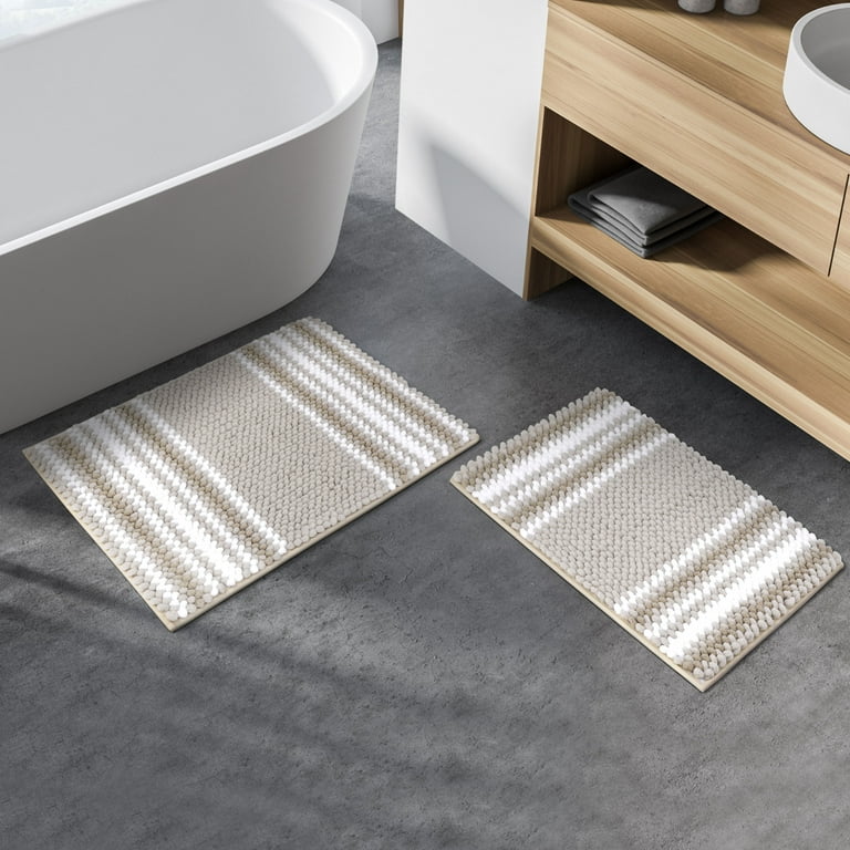 Piccocasa Chenille Bathroom Rug Non-Slip Mat Soft Absorbent Bone 20x32