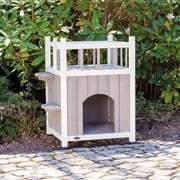 TRIXIE natura 1-Story Weatherproof Elevated Outdoor Cat Shelter with Balcony, Gray