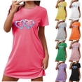 thumbnail image 2 of Qingpeng Womens Cute Printed Nightgowns Shirt Short Sleeve Crew Neck Sleep Shirts Loose Soft Sleepwear Dress, 2 of 5