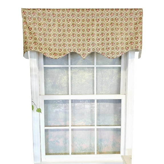 RLF Home Florida Regal 3" Rod Pocket Lining Luxurious and Elegant Window Treatment Valance 50" x 17" Sage