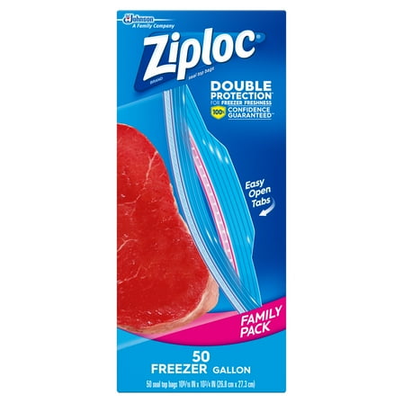 Ziploc Freezer Bags, Gallon, 50 ct