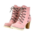 thumbnail image 2 of Bnwani Boots for Women Winter Pile High-Heel Thick High Suede Boot Pink Size 7, 2 of 6