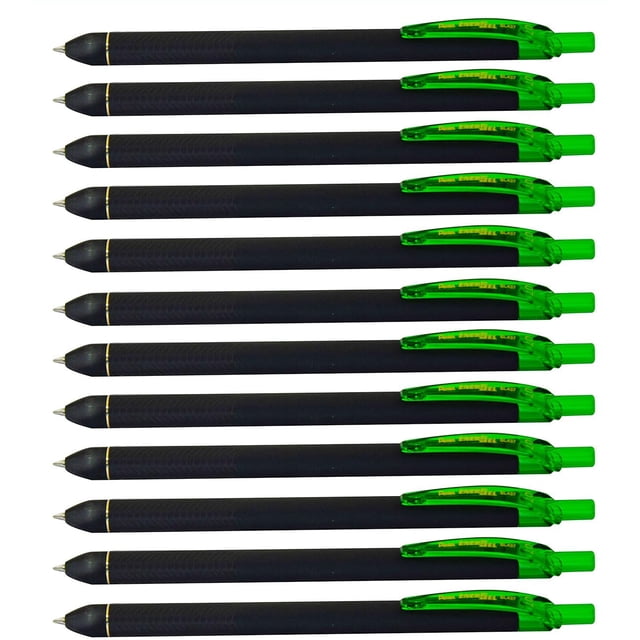 Pen Pentel EnerGel Kuro, gel líquido, 0.7 mm, color verde lima, paquete de 12