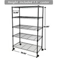 thumbnail image 6 of 5-Tier Wire Storage Shelves, 30" D x 14" W x 63" H,1250 lb Load Capacity, Black, 6 of 6