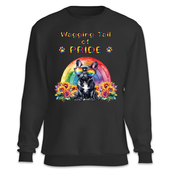Wagging Tail French Bulldog Celebrates Rainbow Pride Month LGBT LGBTQ Sweatshirt Unisex Merch Dog Lover Gifts - 01003