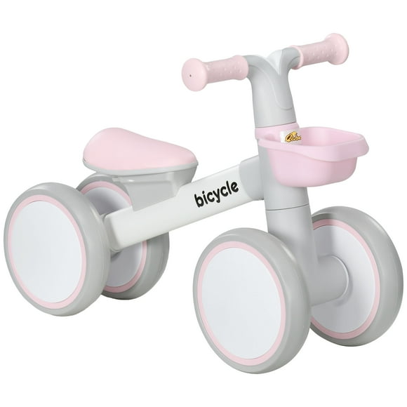 Qaba Draisienne pour Bébé, Draisienne pour Tout-Petit avec Siège Ajustable, Rose