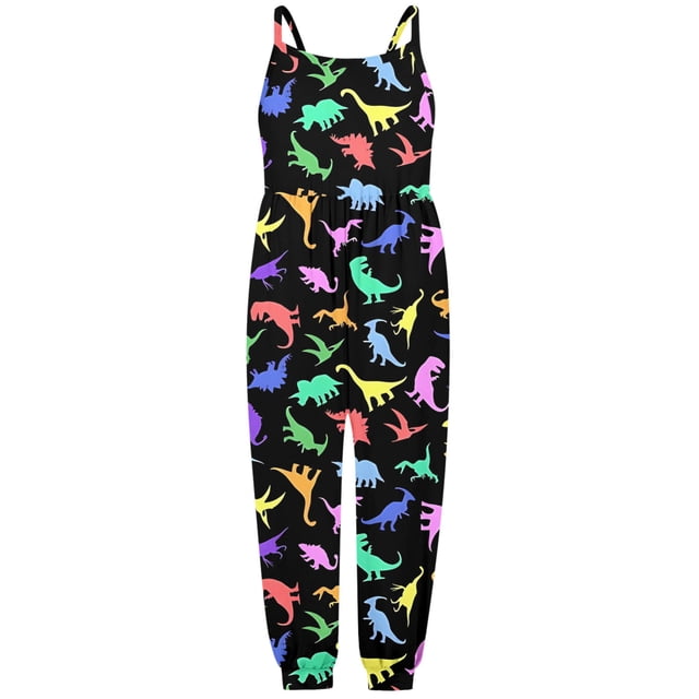 WEAIXIMIUNGChristmas Combinaison Sans Manches pour Filles Imprimé Dinosaure 5-6 Ans