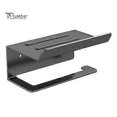 thumbnail image 1 of 1 Set Paper Towel Rack Easy Installation Carbon Steel Wall-mounted Toilet Paper Holder with Shelf for Home Bathroom, 1 of 4