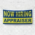 thumbnail image 4 of Now Hiring Appraiser 13 oz Heavy Duty Vinyl Banner Appraiser Jobs Available Appraiser Help Wanted Sign for Business Indoor/Outdoor Single-Sided with Metal Grommets (4x8 ft, Bl & Ye), 4 of 6