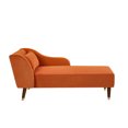 thumbnail image 5 of Triple Tree Velvet Chaise Lounge Chair Upholstered with Backrest and Curved Armrests, Orange, 5 of 8