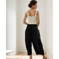 thumbnail image 3 of Women's Flowy Linen Pants Casual Wide Leg with Drawstring Pockets Summer Trousers 2024 Hippie Pants, 3 of 5