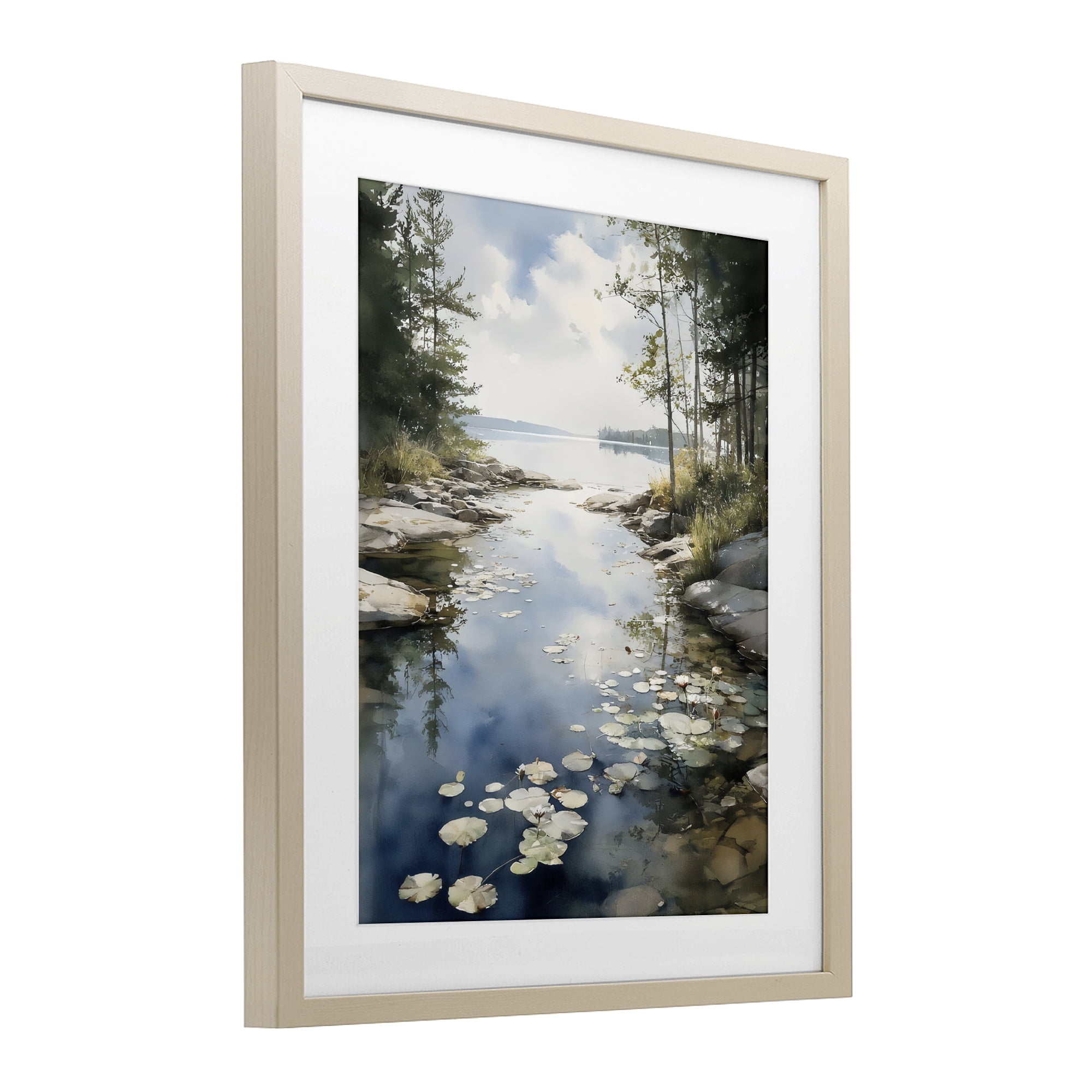 Stupell Industries Lilypad Inlet Reflection Birch Framed Print Under Glass, design by Franklyn Gregory