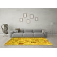 thumbnail image 3 of Ahgly Company Machine Washable Indoor Square Patchwork Yellow Transitional Area Rugs, 3' Square, 3 of 4