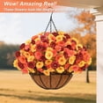 thumbnail image 3 of Lyacmy Fall Artificial Hanging Basket with Mums, UV Resistant Fake Flower Petunias with with 20Inch Coconut Lining Chain Flowerpot, 3 of 8