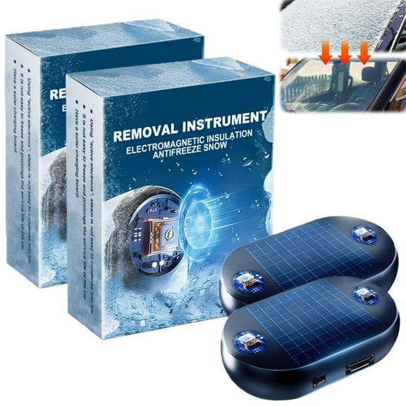 2 Pack Electromagnetic Snow Removal, 2026 New Anti-Freeze Electromagnetic Car Snow Removal Instrument, Action Defroster with Solar Charging, Potable & Rechargeable Snow Removal Tool for Car