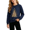 thumbnail image 5 of Falkdiz Girls Long Sleeve Shirts Winter Fashion Tops Outdoor Christmas School Crew Neck Graphic Pullover for Girls , Navy , Size: 5-6Years, 5 of 7