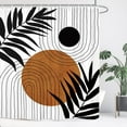 thumbnail image 2 of Abstract Mid Century Boho Bathroom Shower Curtain 71W by 71H Inch Modern Minimalist Aesthetic Geometric Burnt Orange Sun Vintage Polyester Fabric 12 Plastic Hooks Waterproof Decor, 2 of 5